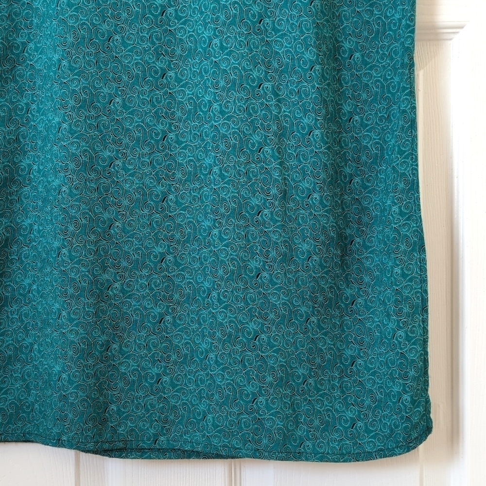 Caribou 80's Vintage Funky Swirl Printed Sleeveless Midi Shift Dress Teal Small - Picture 9 of 14
